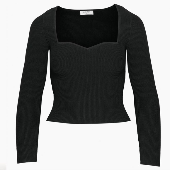 Aritzia Tops - Aritzia Babaton Sculpt Knit Long Sleeve Ribbed in Black Size Large